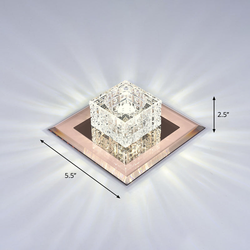 Modern Crystal LED Ceiling Light with Square Shade for Corridors