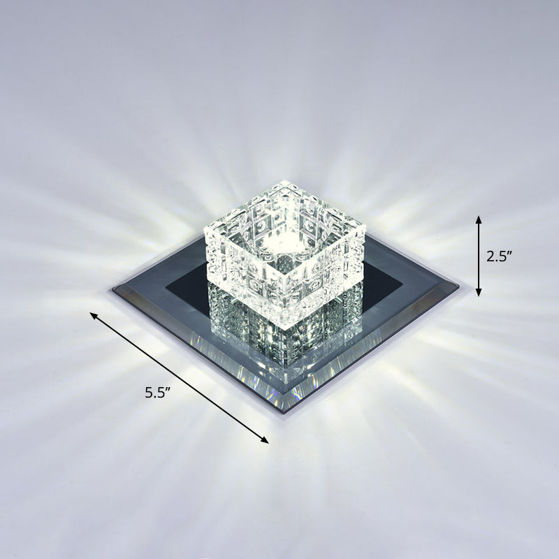 Modern Crystal LED Ceiling Light with Square Shade for Corridors