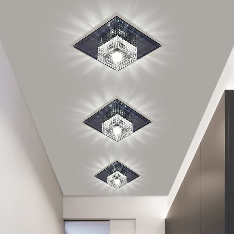 Clear Crystal Passage LED Flush Mount Ceiling Light - Simple & Sleek Design