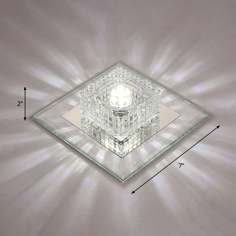 Clear Crystal Passage LED Flush Mount Ceiling Light - Simple & Sleek Design