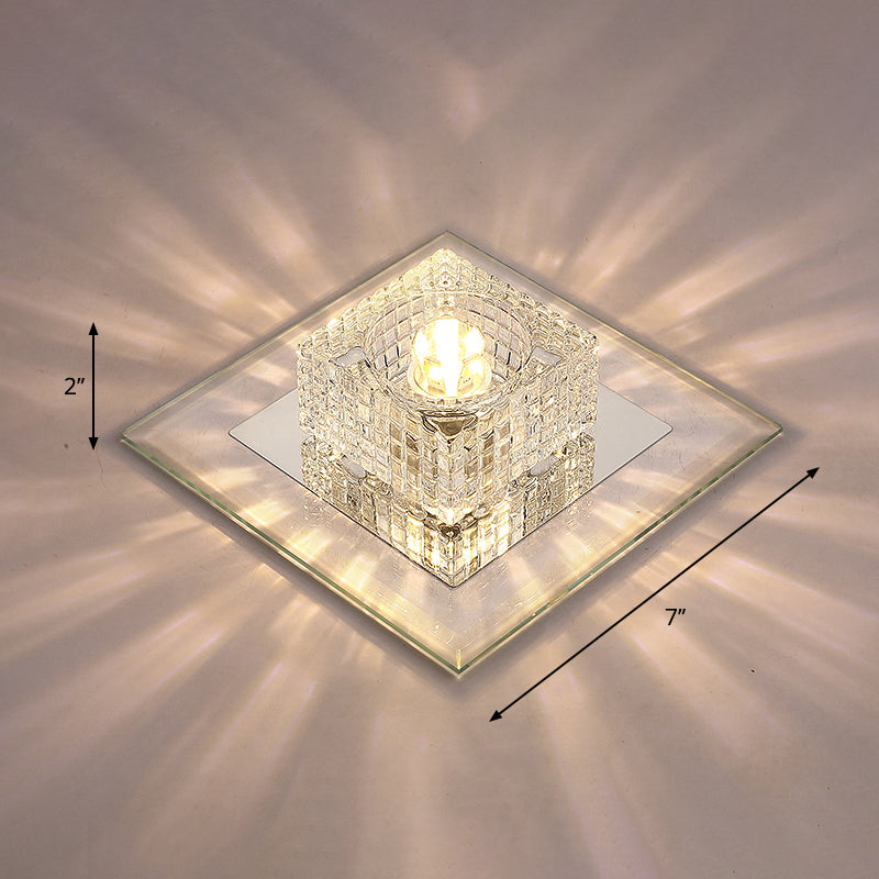 Clear Crystal Passage LED Flush Mount Ceiling Light - Simple & Sleek Design