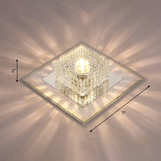 Clear Crystal Passage LED Flush Mount Ceiling Light - Simple & Sleek Design
