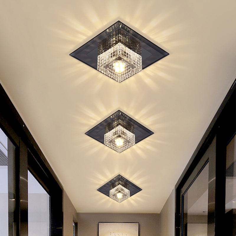 Clear Crystal Passage LED Flush Mount Ceiling Light - Simple & Sleek Design