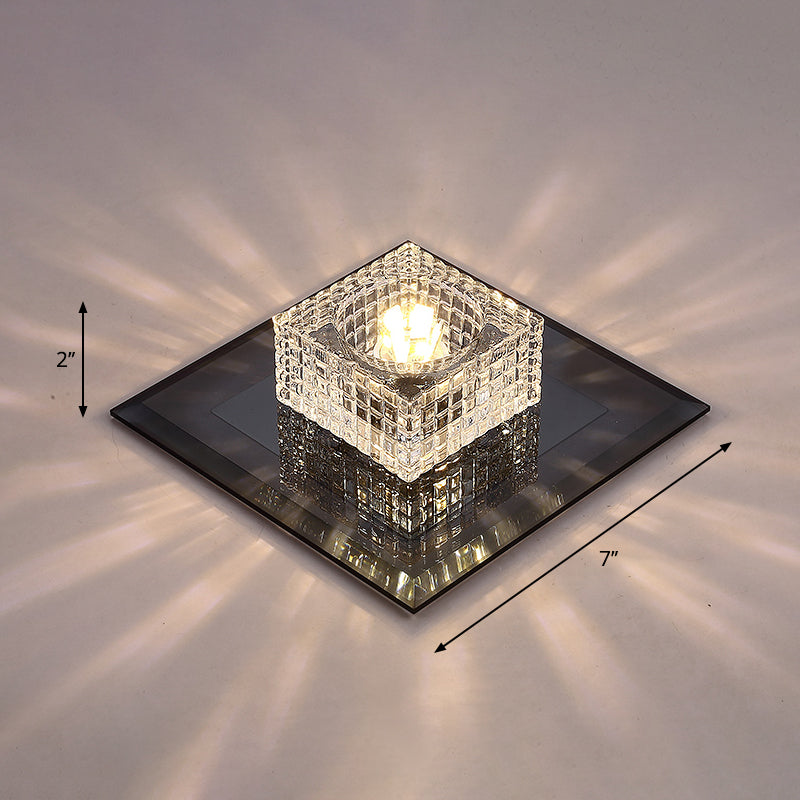 Clear Crystal Passage LED Flush Mount Ceiling Light - Simple & Sleek Design