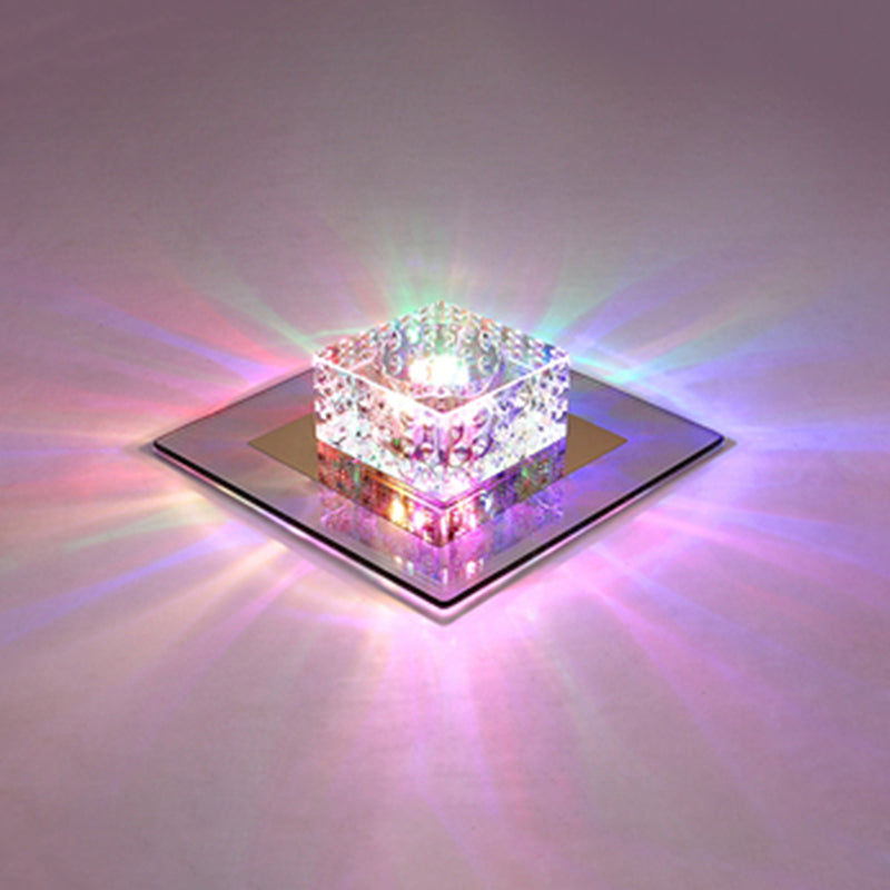 Minimalist LED Crystal Flush Mount for Corridor Lighting