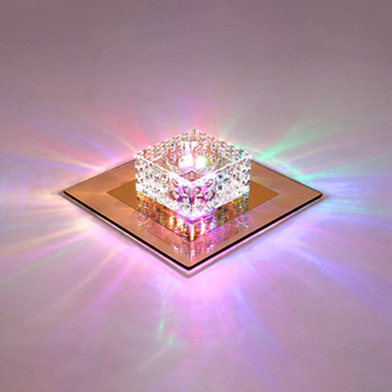 Minimalist LED Crystal Flush Mount for Corridor Lighting
