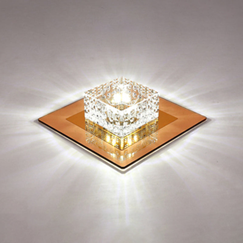 Minimalist LED Crystal Flush Mount for Corridor Lighting