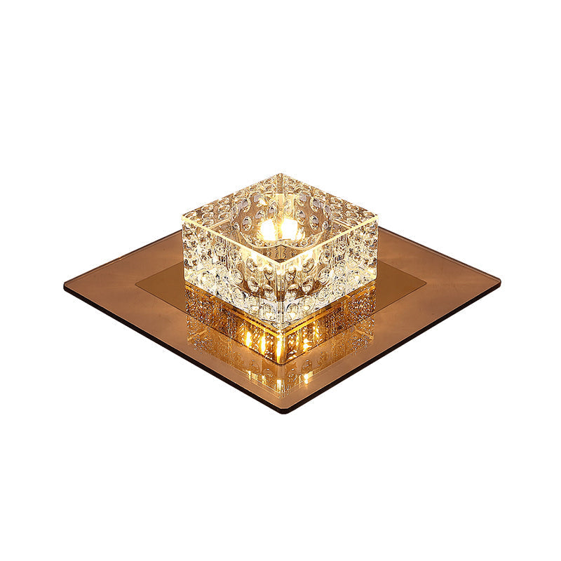 Minimalist LED Crystal Flush Mount for Corridor Lighting