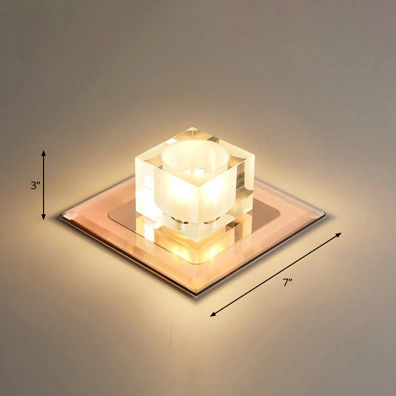 Modern Square LED Crystal Flushmount Ceiling Light Fixture for Entryways