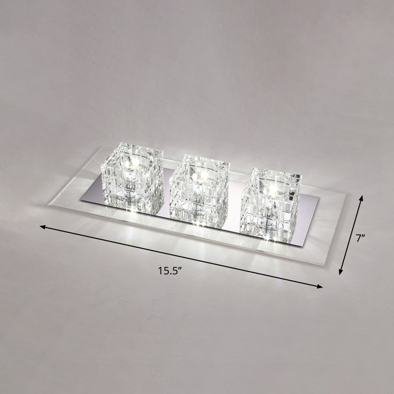Contemporary Crystal Block LED Flush Mount Ceiling Light with Clear Corridor Illumination