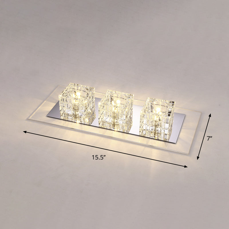 Contemporary Crystal Block LED Flush Mount Ceiling Light with Clear Corridor Illumination