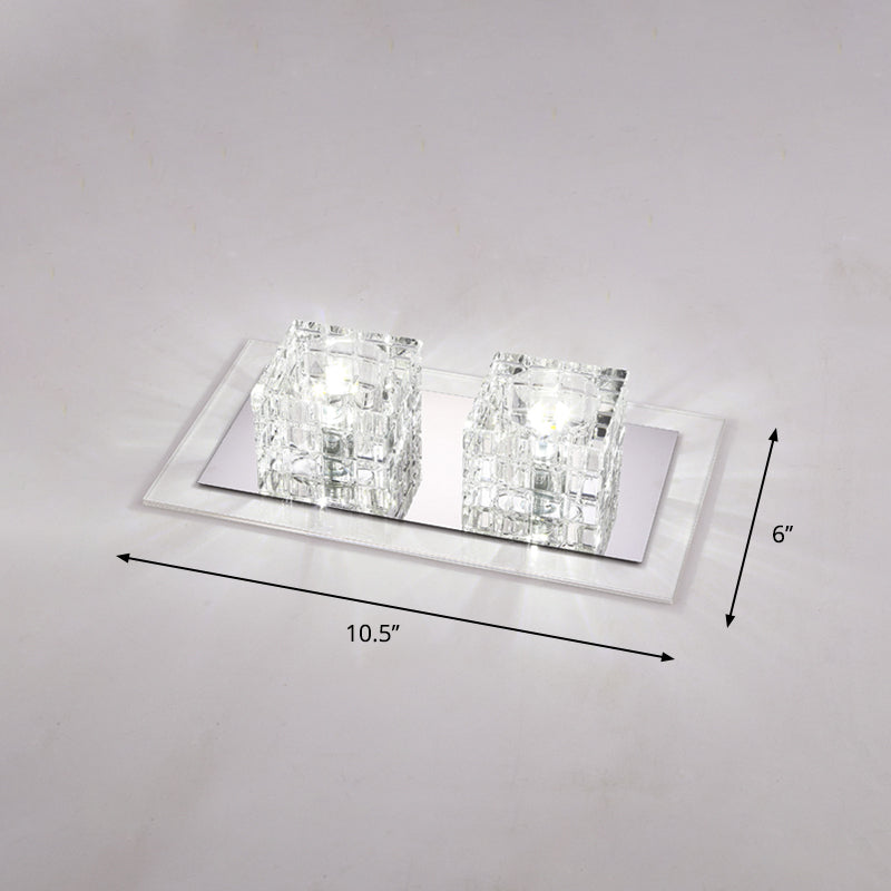 Contemporary Crystal Block LED Flush Mount Ceiling Light with Clear Corridor Illumination