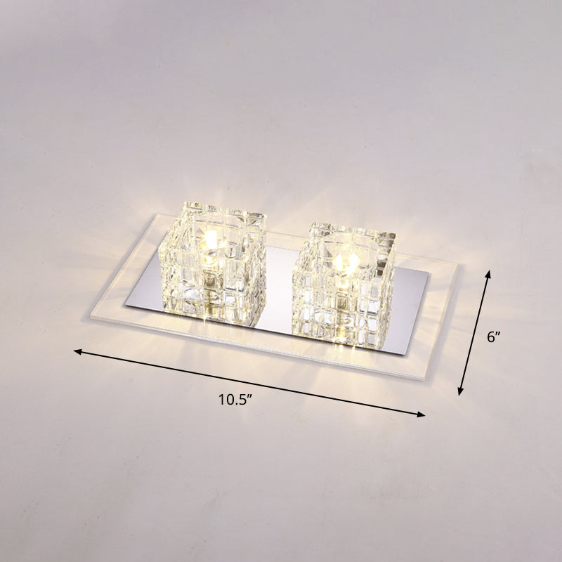Contemporary Crystal Block LED Flush Mount Ceiling Light with Clear Corridor Illumination