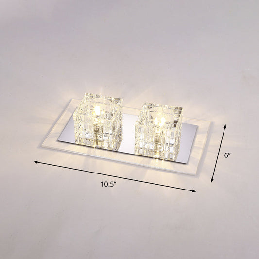 Contemporary Crystal Block LED Flush Mount Ceiling Light with Clear Corridor Illumination