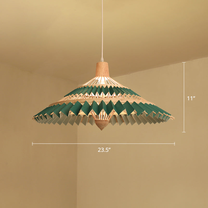 South-East Asian Bamboo Umbrella Pendant Light Single-Bulb Restaurant Suspension Fixture