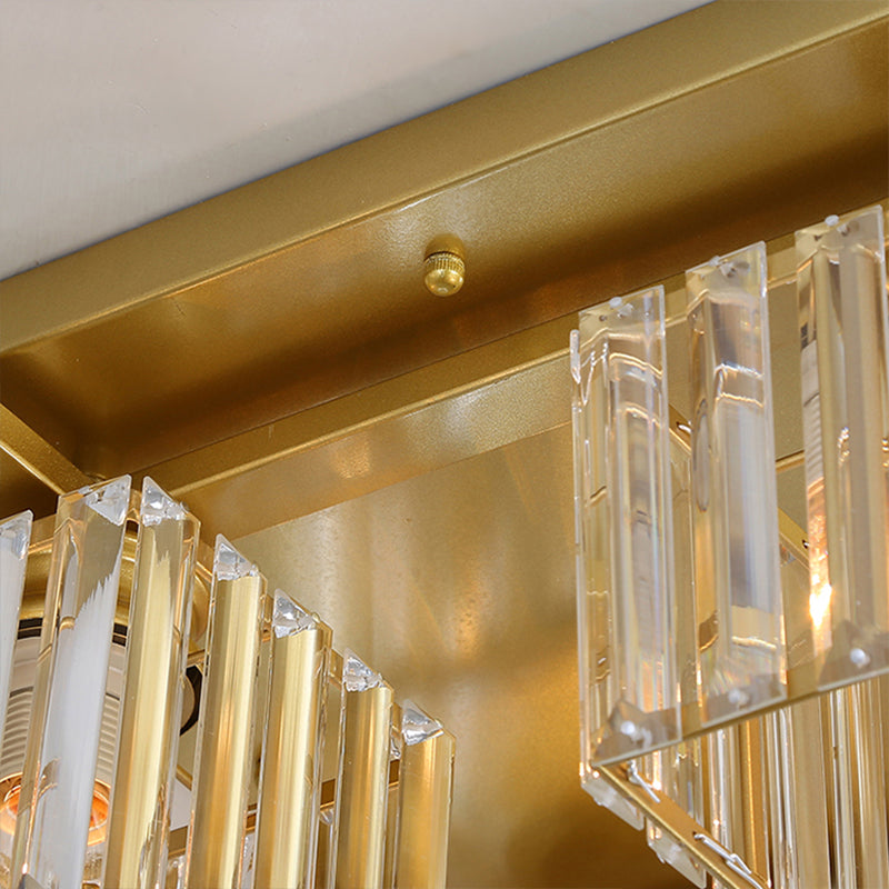 Modern Black/Gold Cubic Flush Mount Crystal Ceiling Lighting - 4/6/8 Lights - for a Stylish Living Room
