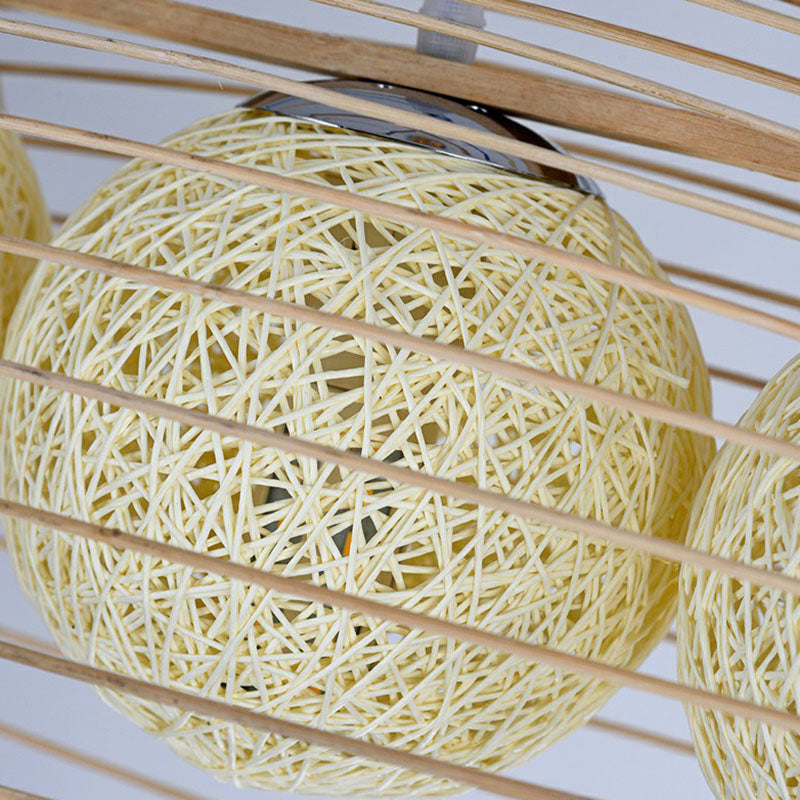 Bamboo Fish Chandelier Pendant Light For Corridor - Minimalist Wood Lighting