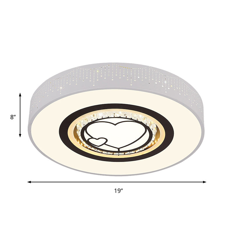 Minimalistic Acrylic Flush Mount LED Ceiling Light for White Bedroom with Crystal Drops & Choice of Patterns