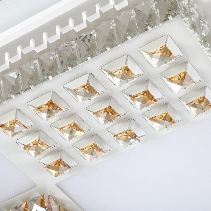 Contemporary Crystal LED Ceiling Light Fixture for Living Room - White Flushmount