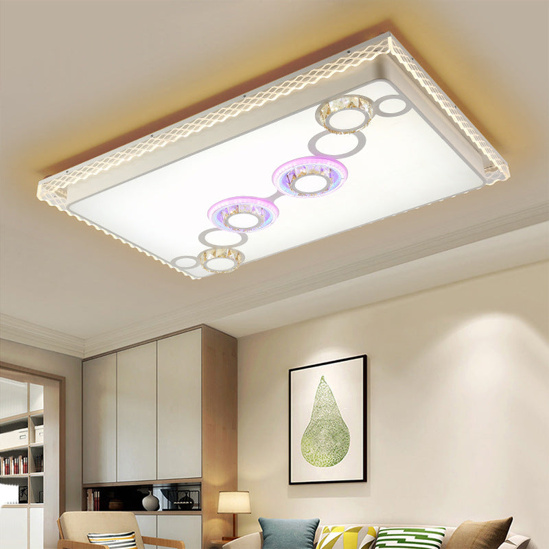 Plafonnier LED en fer avec bulles de cristal pour salons nordiques