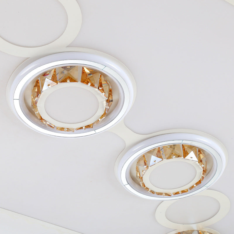 Plafonnier LED en fer avec bulles de cristal pour salons nordiques