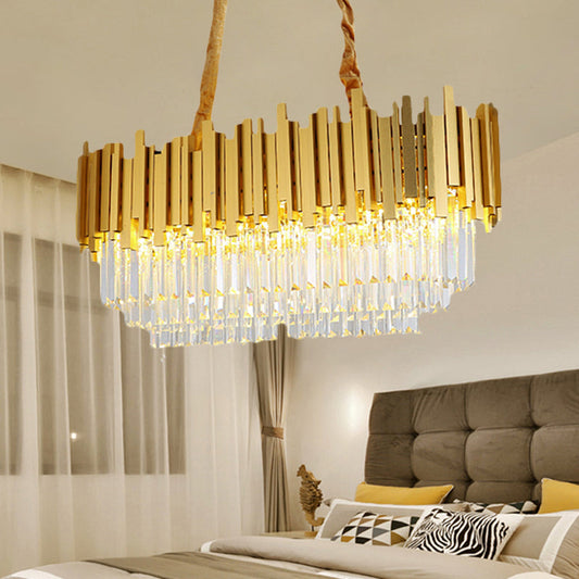 Brass Island Pendant - Traditional Crystal Dining Room Ceiling Light 31.5/39 Wide / 31.5