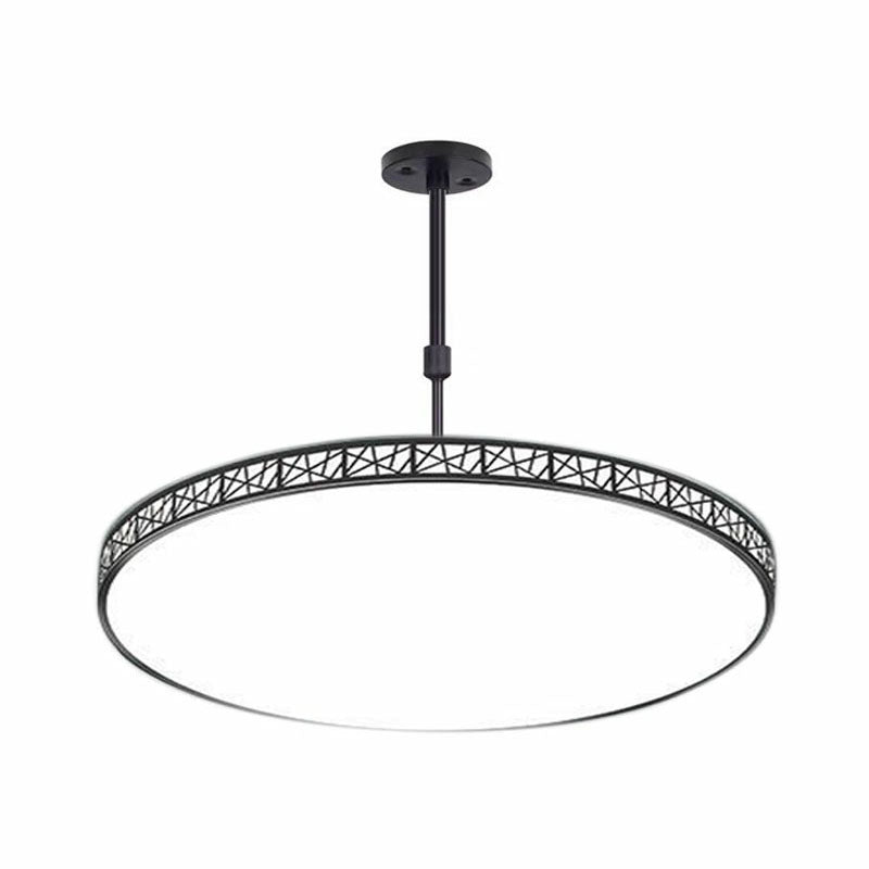 Modern Metallic LED Chandelier: Hollow-Carved Suspension Light for Conference Room