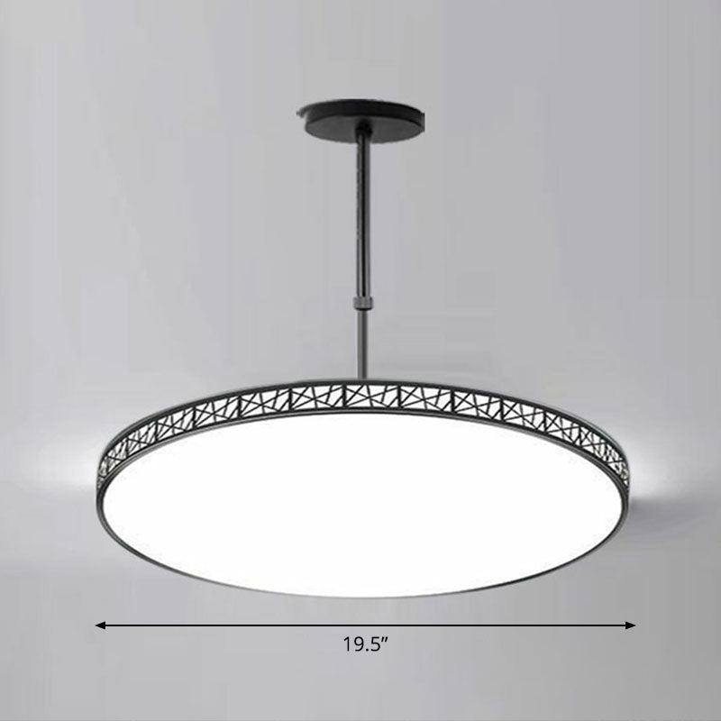 Modern Metallic LED Chandelier: Hollow-Carved Suspension Light for Conference Room