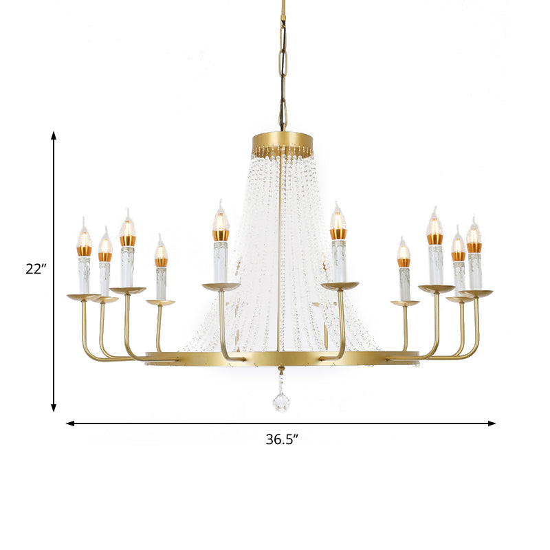 Stunning Crystal Tassel Chandelier Pendant - 5/8/12 Lights - Hangs from Ceiling - Brass Finish