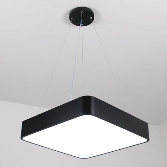Contemporary Black Acrylic Led Pendant Light For Office - Square Chandelier Design