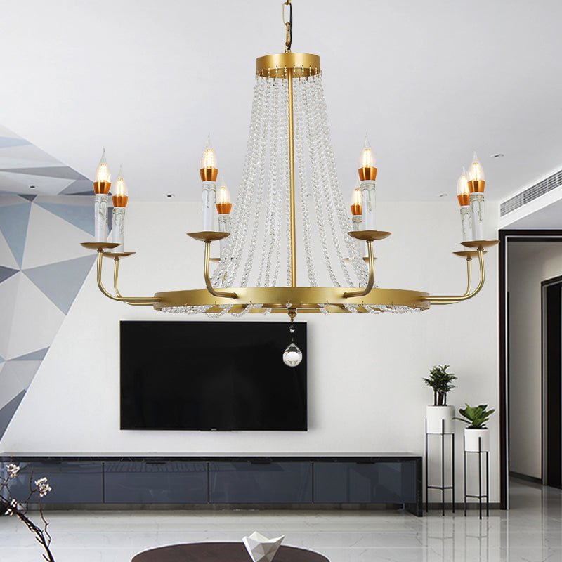 Stunning Crystal Tassel Chandelier Pendant - 5/8/12 Lights - Hangs from Ceiling - Brass Finish