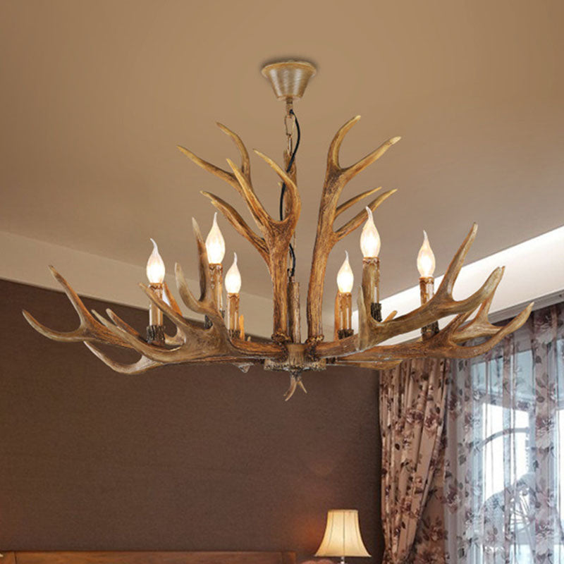 Vintage Deer Horn Resin Chandelier Pendant Light - Stylish Dining Room Hanging Lighting 6 / Coffee
