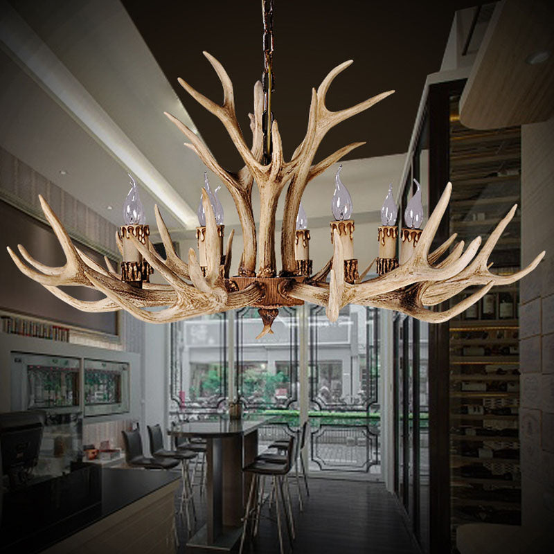 Vintage Deer Horn Resin Chandelier Pendant Light - Stylish Dining Room Hanging Lighting
