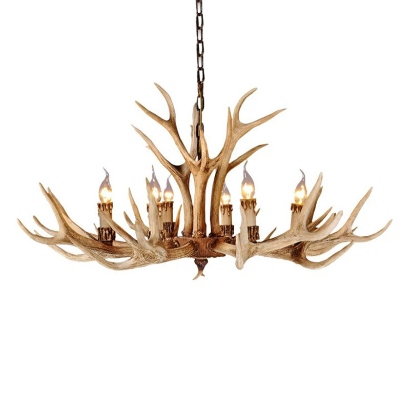 Vintage Deer Horn Resin Chandelier Pendant Light - Stylish Dining Room Hanging Lighting