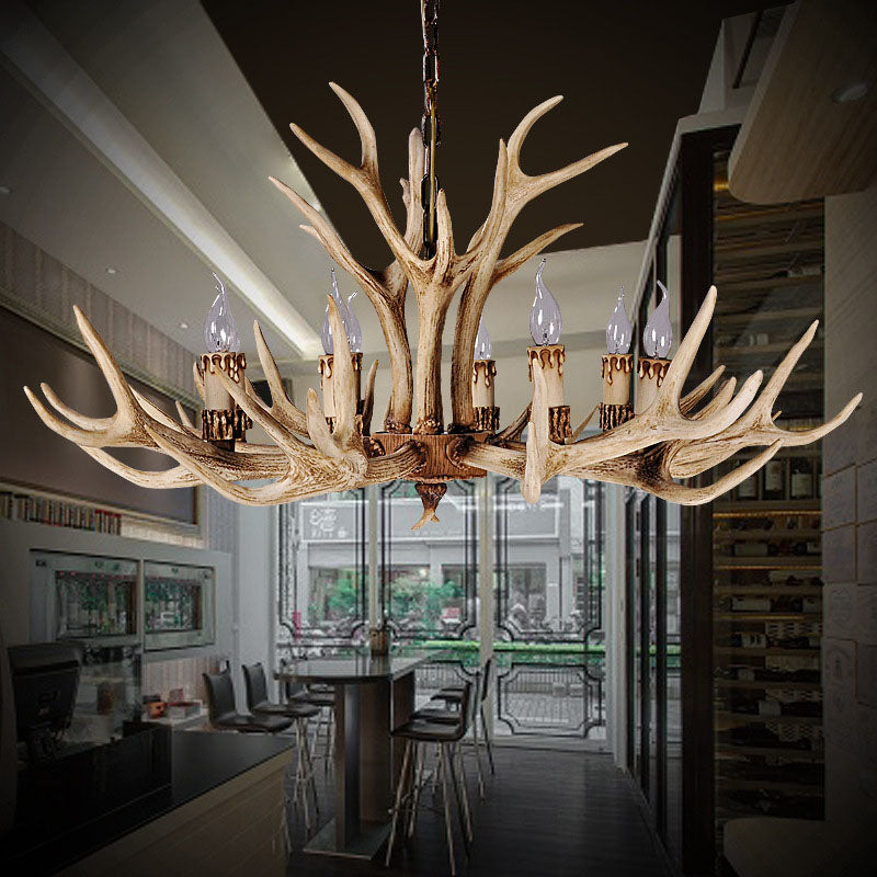 Vintage Deer Horn Resin Chandelier Pendant Light - Stylish Dining Room Hanging Lighting