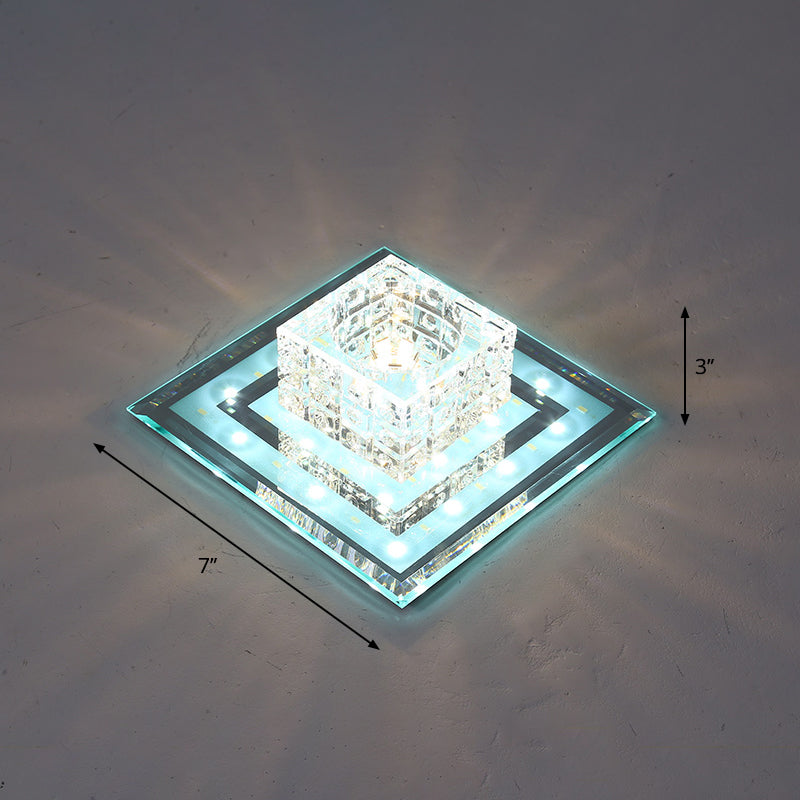 Geometric Passage LED Flush Mount Crystal Block Ceiling Light