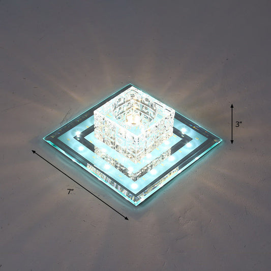 Geometric Passage LED Flush Mount Crystal Block Ceiling Light