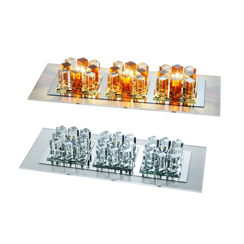 Plafonnier encastré à LED rectangulaire pour entrée en cristal