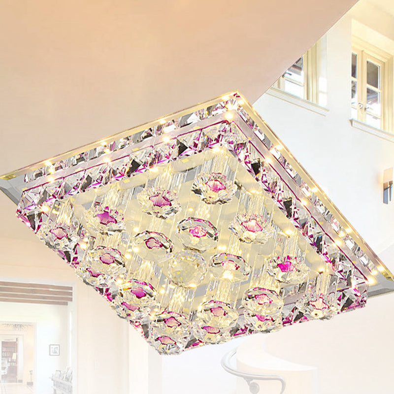Luminaire encastré carré en cristal à LED pour couloir