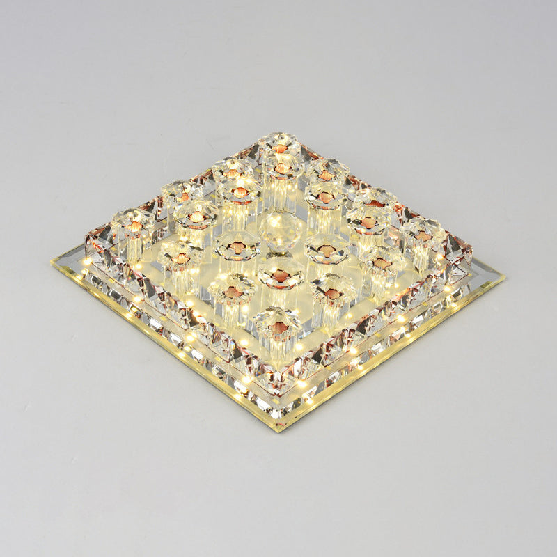 Luminaire encastré carré en cristal à LED pour couloir