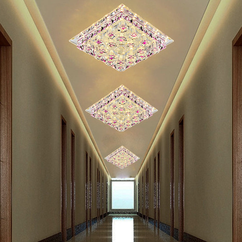 Luminaire encastré carré en cristal à LED pour couloir