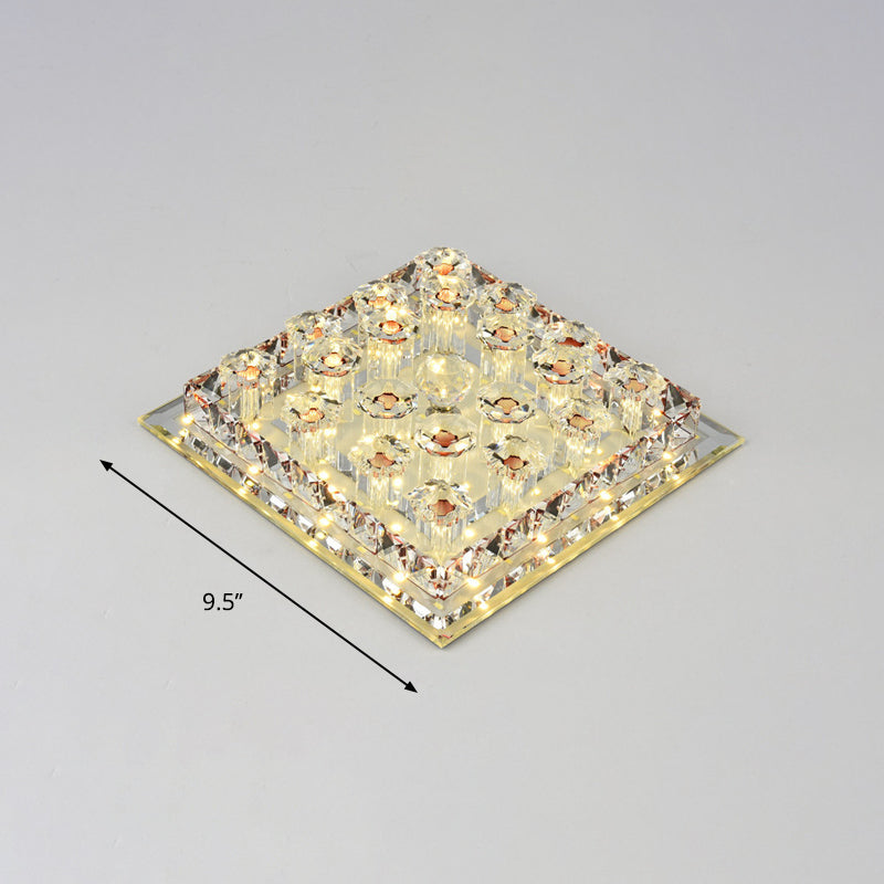 Luminaire encastré carré en cristal à LED pour couloir