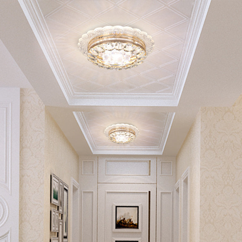Crystal LED Flush Mount Ceiling Light - Modern Geometric Design for Hallways
