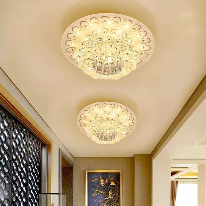 Contemporary Crystal Clear LED Flush Ceiling Light for Entryway - Blossom Flush Mount