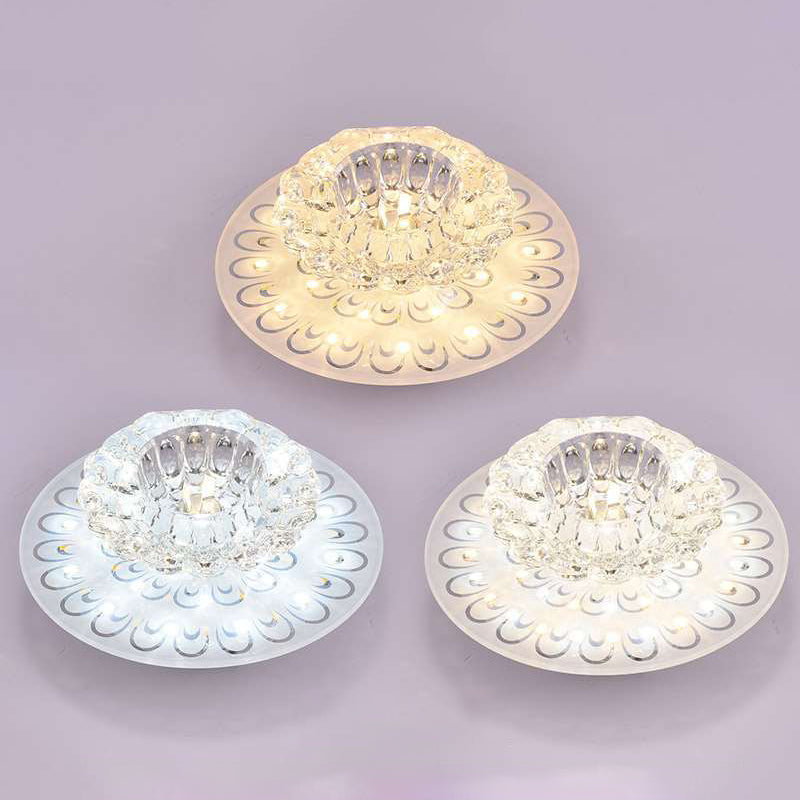 Contemporary Crystal Clear LED Flush Ceiling Light for Entryway - Blossom Flush Mount