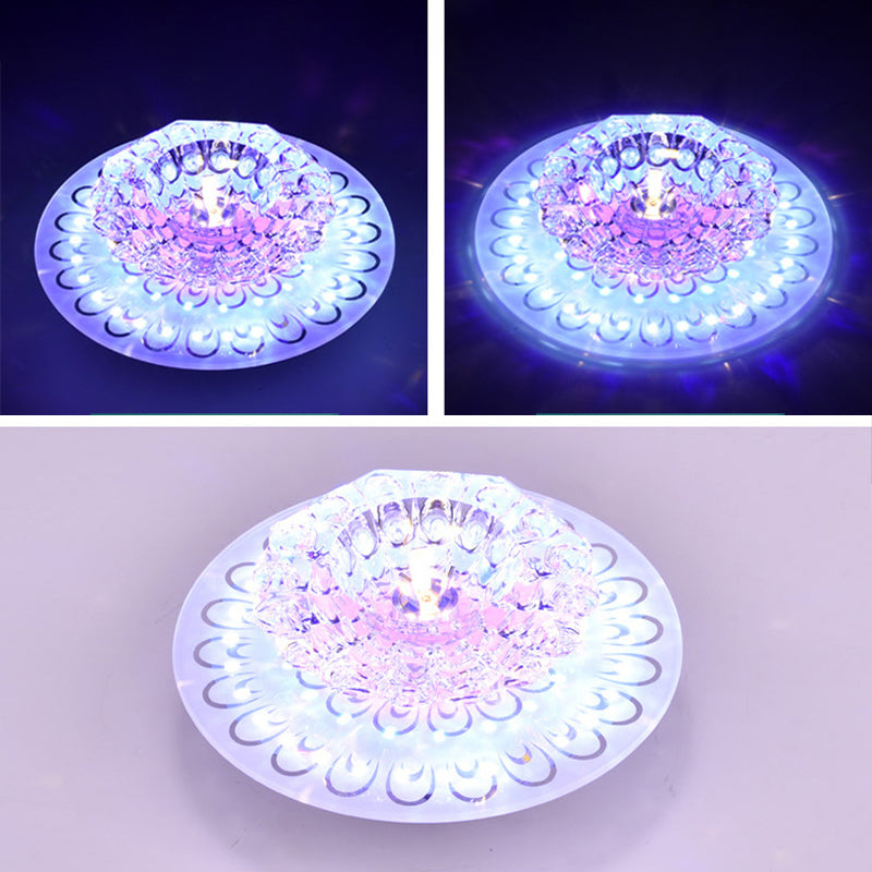 Contemporary Crystal Clear LED Flush Ceiling Light for Entryway - Blossom Flush Mount