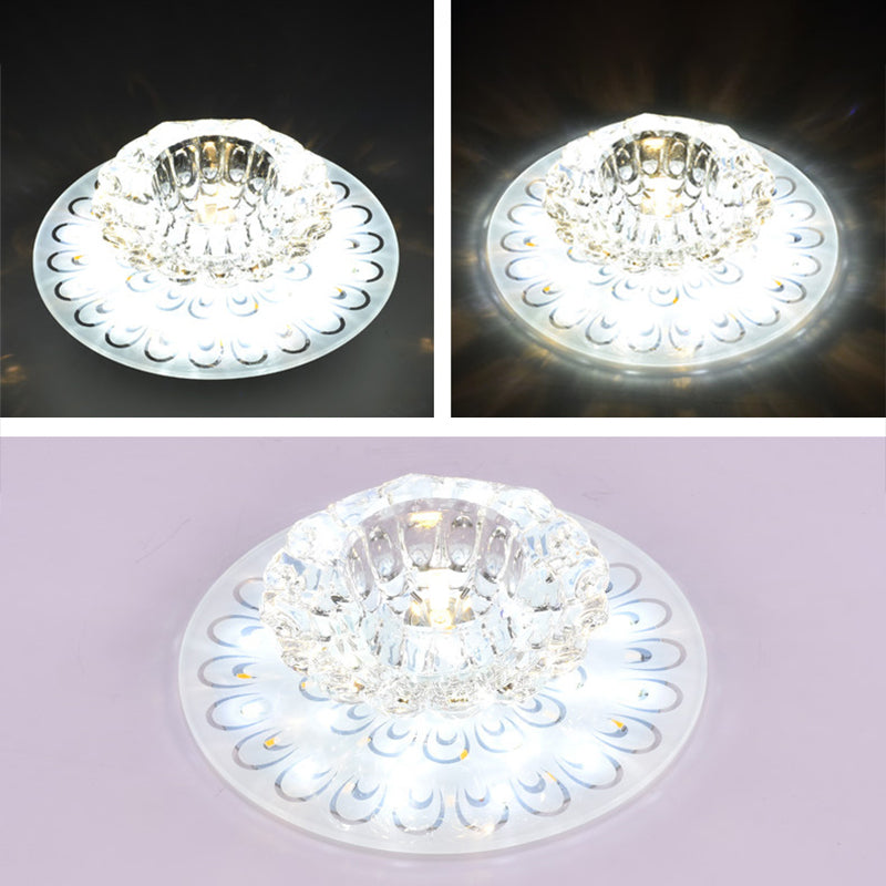 Contemporary Crystal Clear LED Flush Ceiling Light for Entryway - Blossom Flush Mount