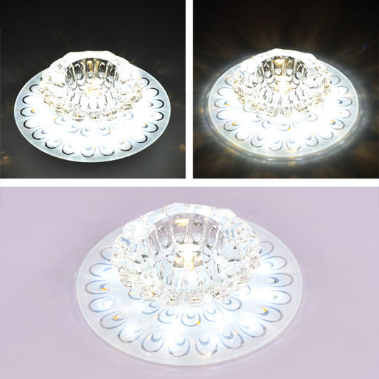 Contemporary Crystal Clear LED Flush Ceiling Light for Entryway - Blossom Flush Mount