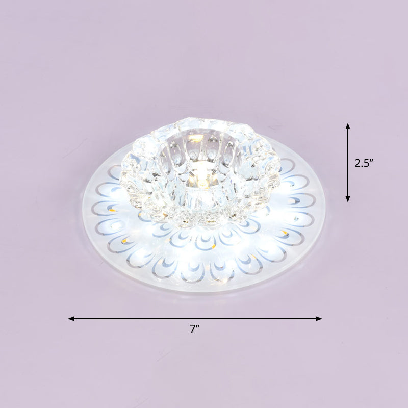 Contemporary Crystal Clear LED Flush Ceiling Light for Entryway - Blossom Flush Mount
