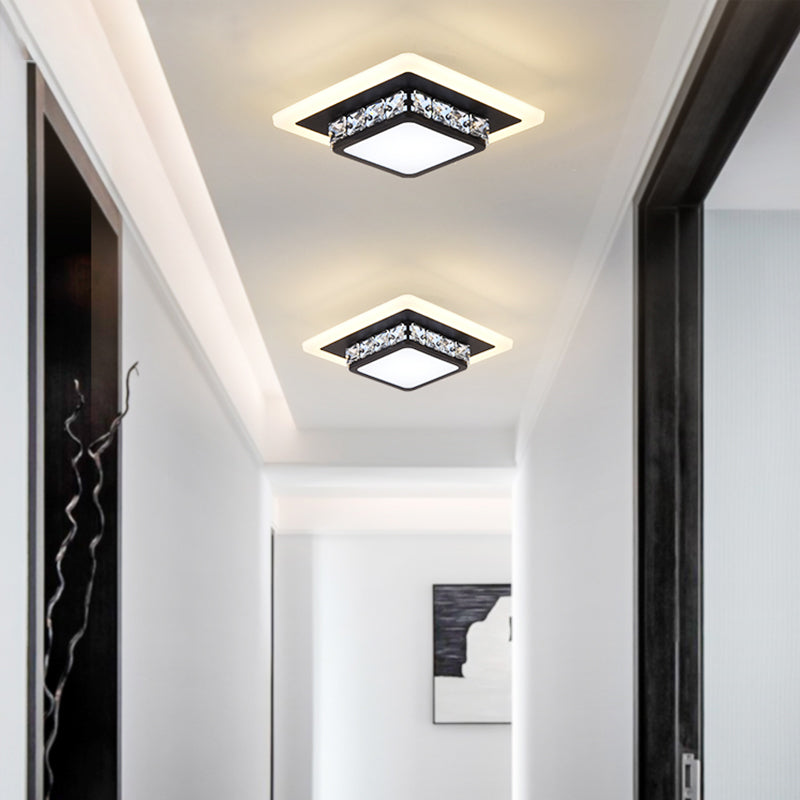 Mini LED Crystal Flush Mount Light for Elegant Corridors - Simplicity in Ceiling Lighting